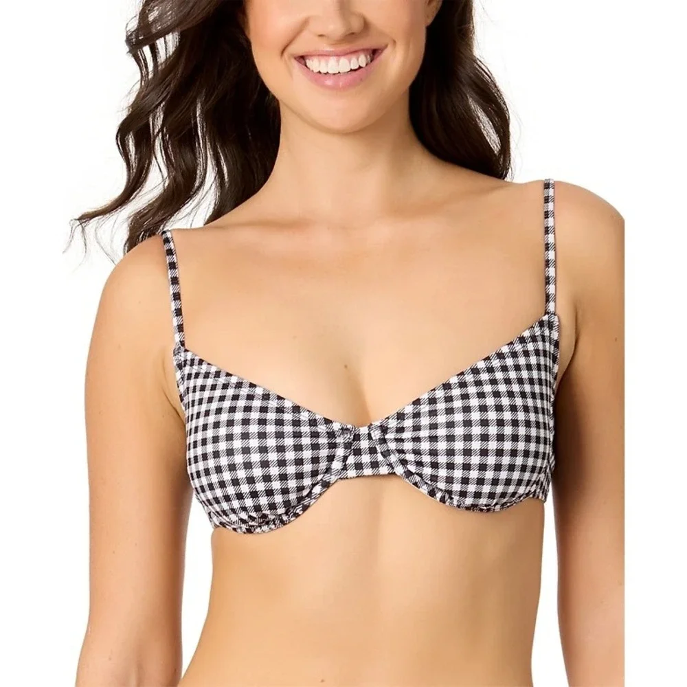 Salt + Cove Juniors Size Medium Gingham Sunset Palms Underwire Bikini Top 948